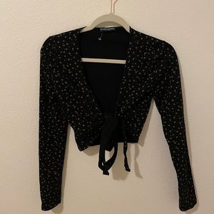 brandy melville rare floral wrap top